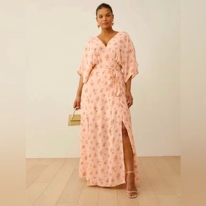 Reformation Pink Floral Wrap Maxi Dress